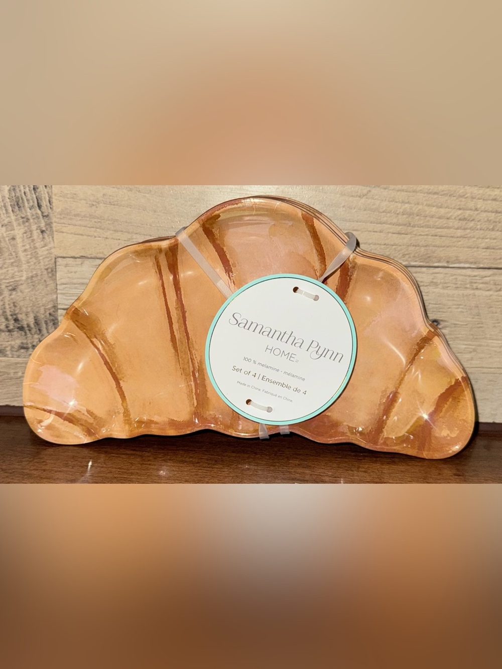 Cute 🥰 Croissant 🥐 Melamine Appetizer Set of 4 Plates  by Samantha Pynn Home